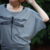 Dragonfly Women's Dolman Sleeve Bamboo Tee Gray
