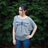 Dragonfly Women's Dolman Sleeve Bamboo Tee Gray