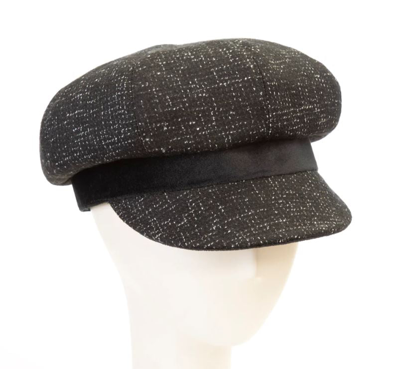 Giovannio Mush Tweed and Velvet Pageboy Cap (available in 2 colors)