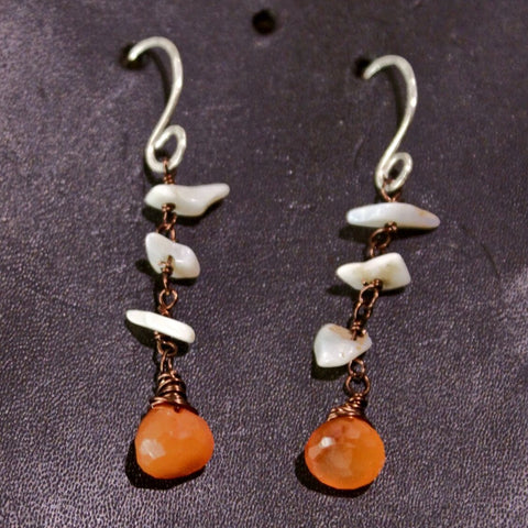 ObscurO Jewelry Carnelian & Opal Flake Earrings