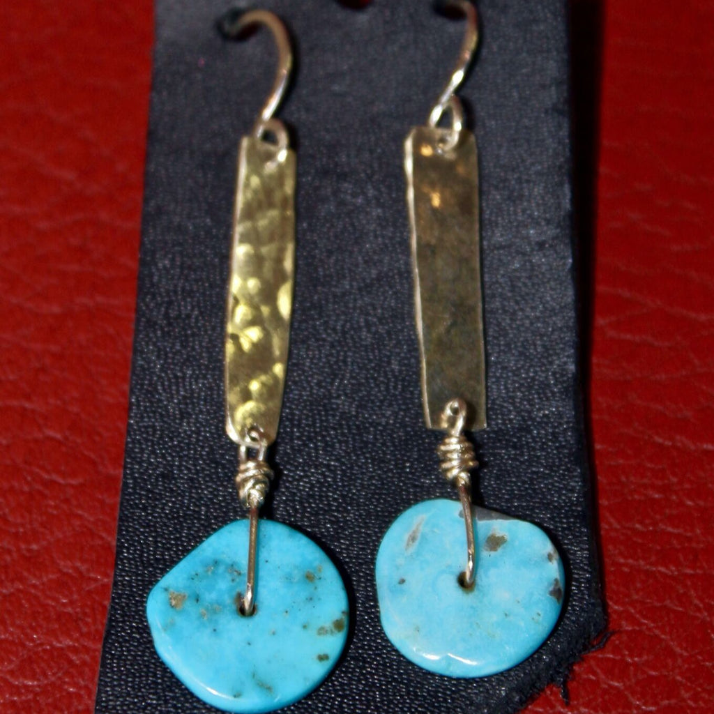 Obscuro Jewelry Sterling Silver Sheet with Turquoise Disc Earrings